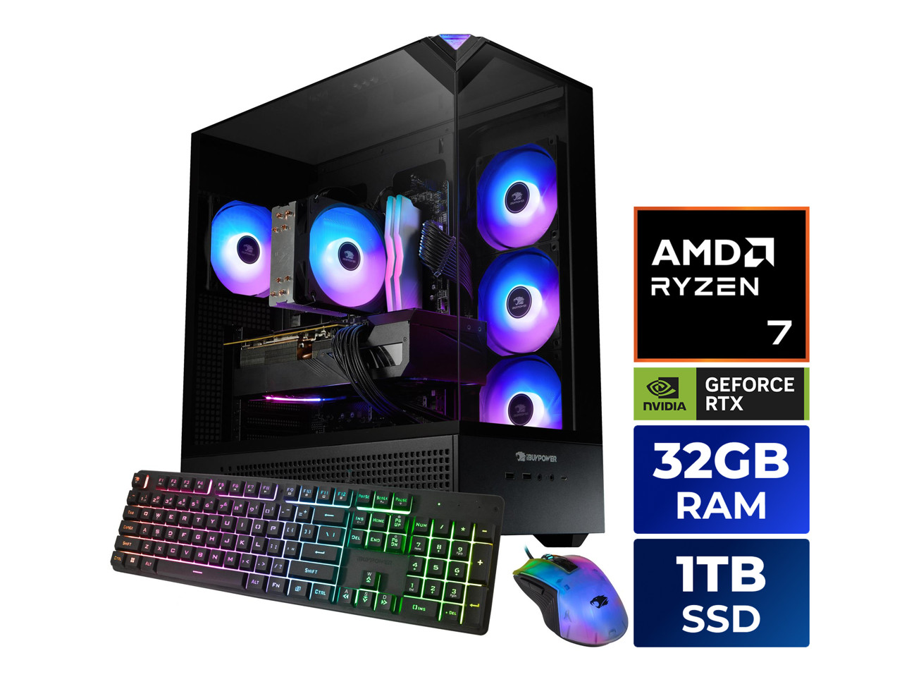iBUYPOWER Element Gaming PC Desktop - AMD Ryzen 7 8700F, NVIDIA GeForce RTX 5060