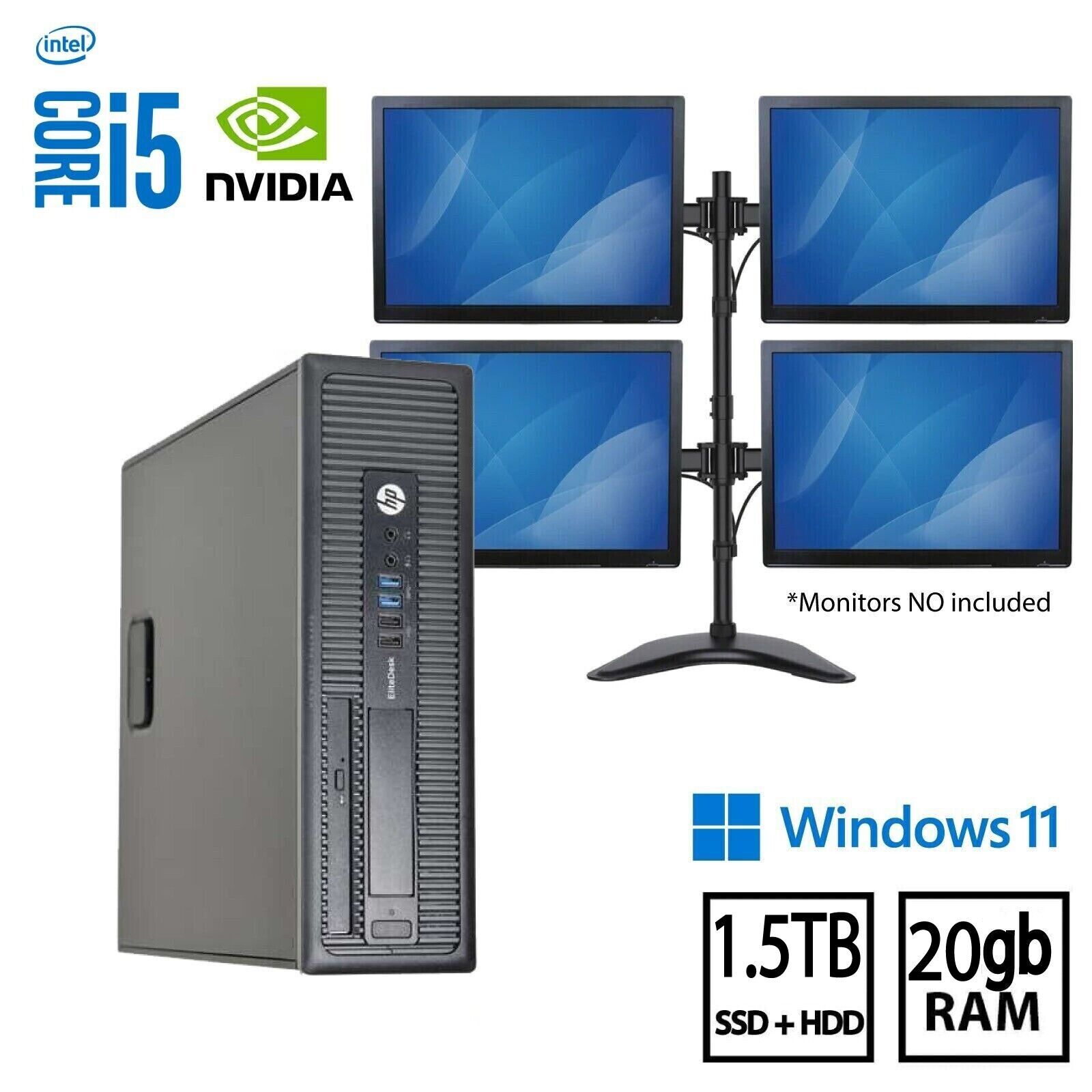 HP TRADING COMPUTER i5 NVIDIA 4k 4M 20GB RAM 1.5TB SSD+HDD WINDOWS 11 CLEARENCE
