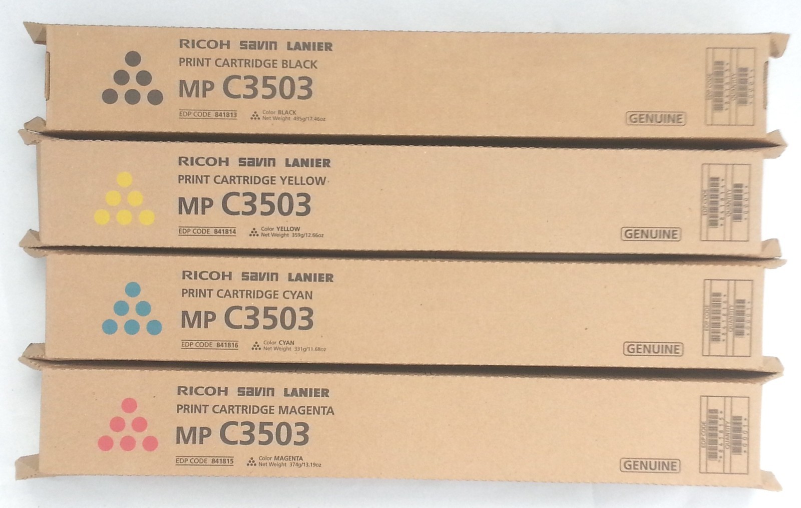Genuine Ricoh Savin Lanier Toner SET  MP C3503  841813 841814 841815 841816