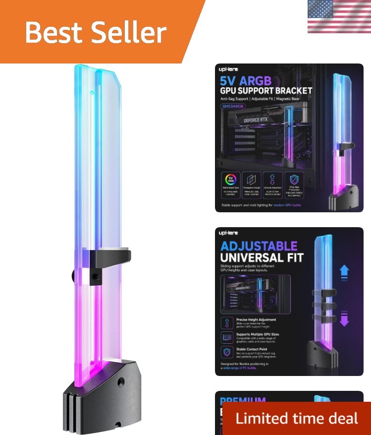 5V Addressable RGB Graphics Card GPU Brace Support Video Card Sag Holder,Buil...