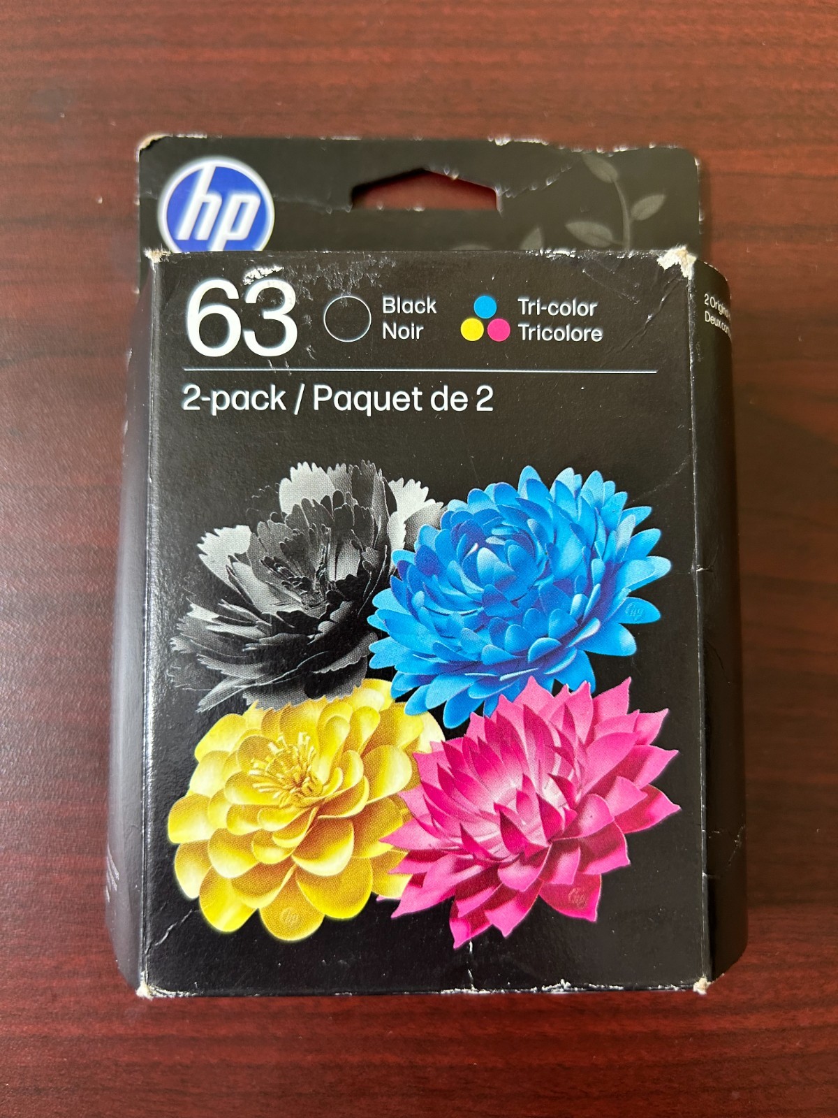 HP 63 2-pack Black/Tri-color Original Ink Cartridges, L0R46AN Exp Dec 2027- NEW