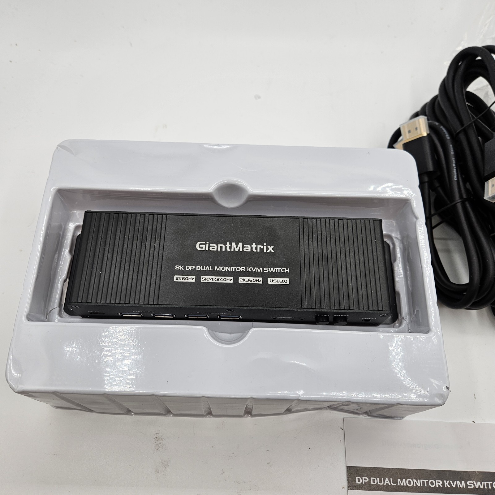 GiantMatrix 8k Display Port Dual Monitor KVM Switch