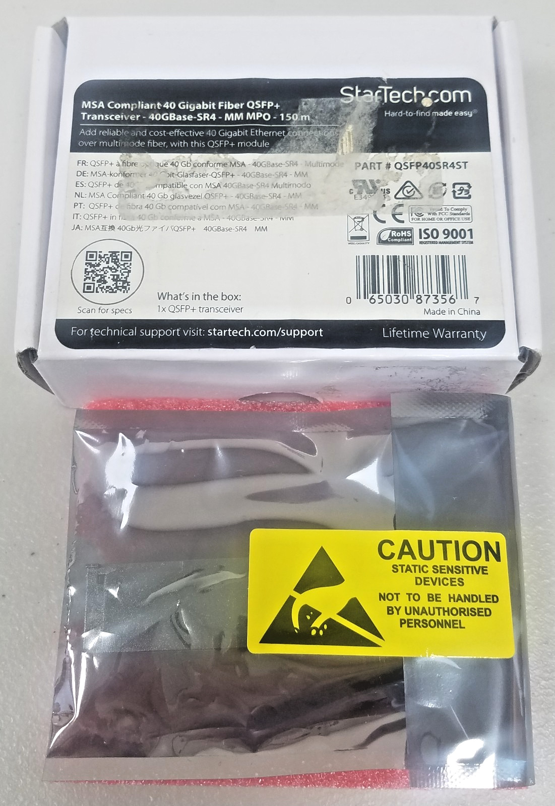 StarTech MSA Compliant 40GBase-SR4 Multi-Mode QSFP+ Module QSFP40SR4ST NEW