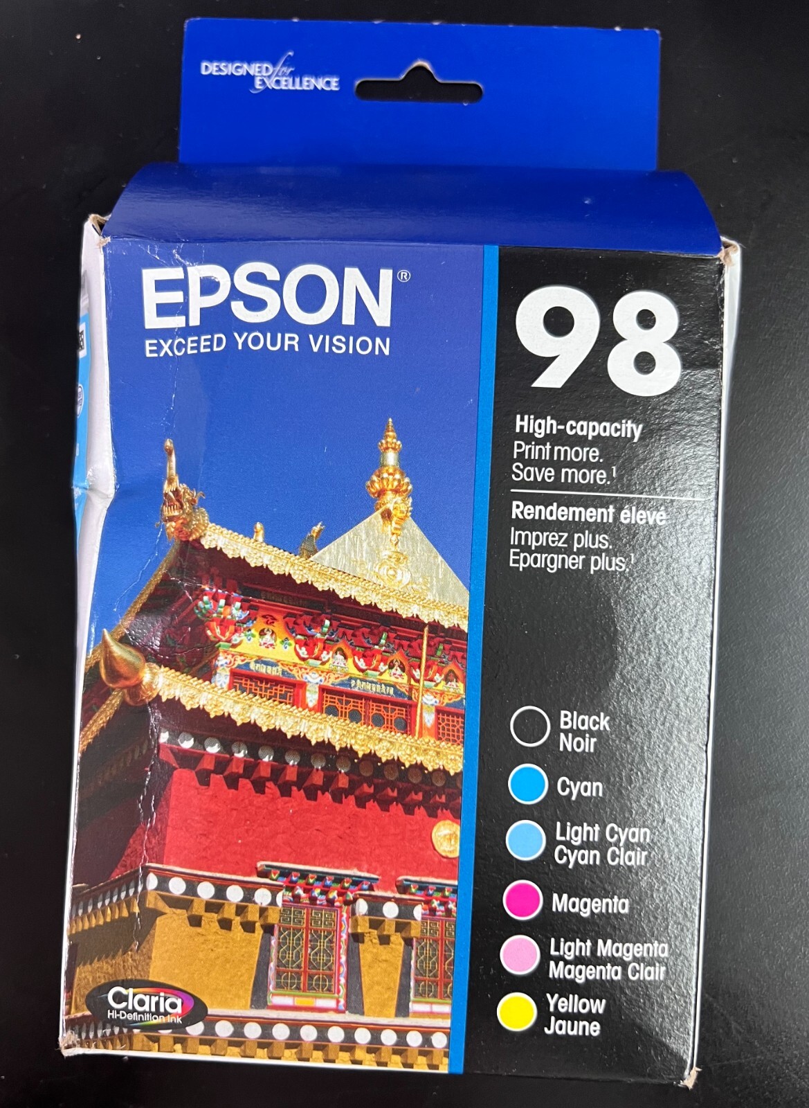 Epson Claria 98 Ink Cartridges 6 Pack Black/Cyan/Yellow/Magenta 3142/OB