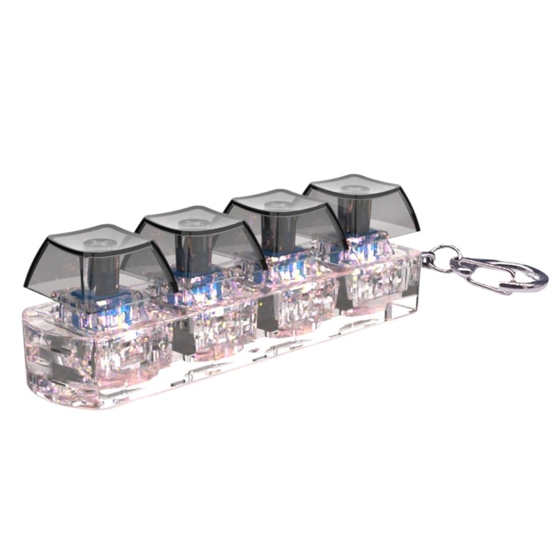 LED Light Up Keyboard Clicks Toy 4Key Keycap Tester Keychain For Anxiety Relief