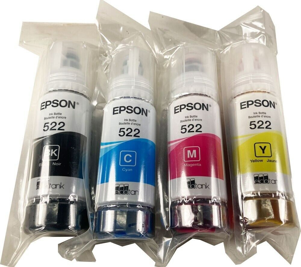 Genuine Epson 522 Ink Bottles 4 Pack for ET-2720 ET-2800 ET-2803 ET-4700
