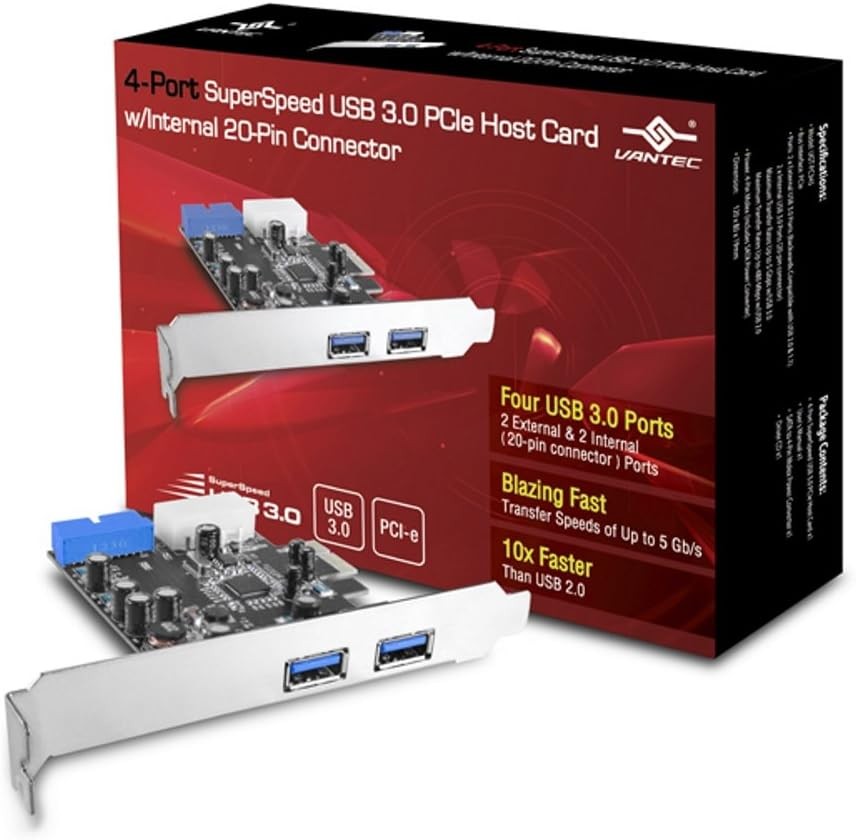 4-Port SUPERSPEED USB 3.0 PCIE Host Card W/Internal 20-PIN Connector