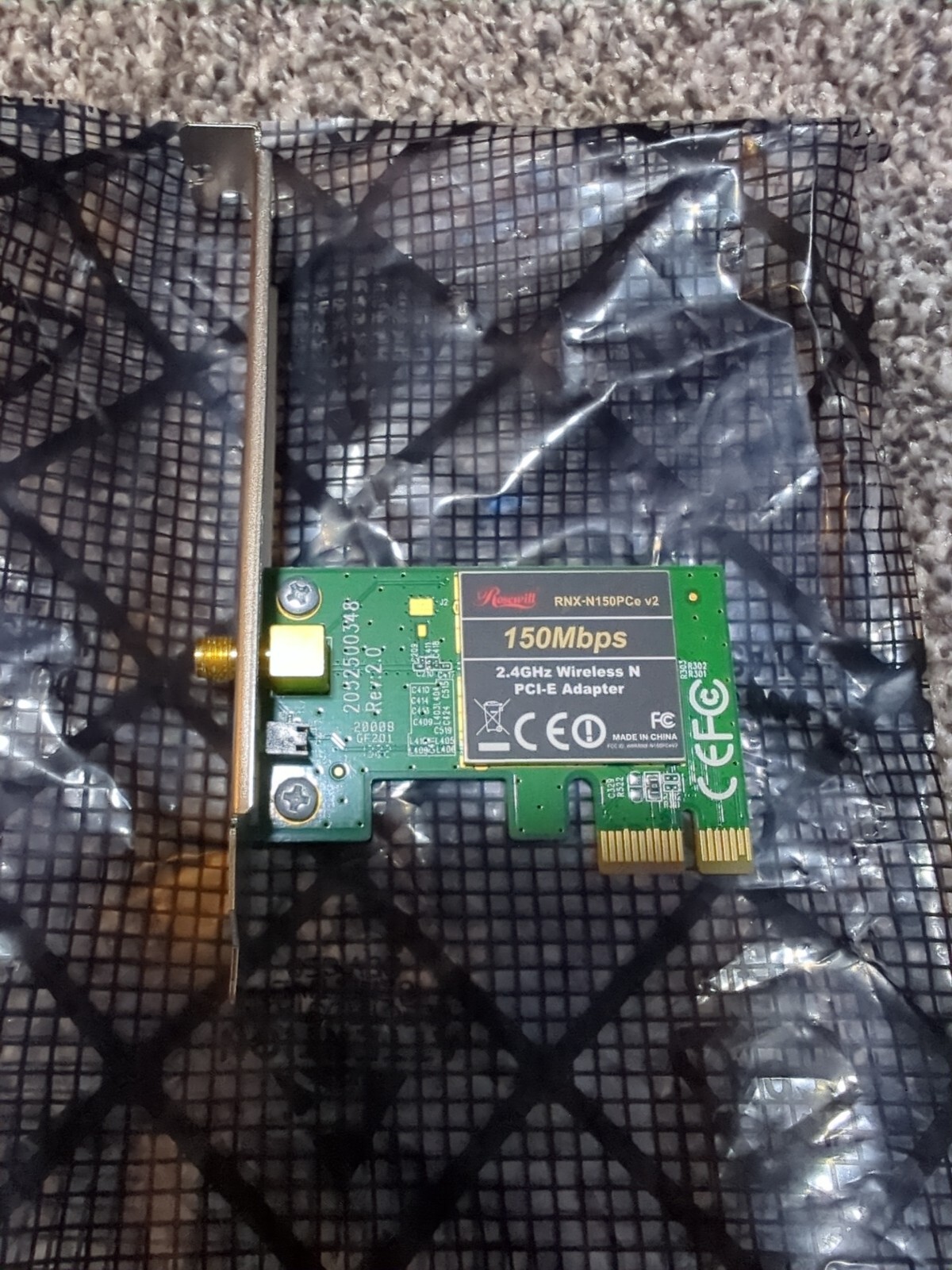 ROSEWILL 2.4GHz WIRELESS N PCI-E ADAPTER NETWORK CARD RNX-N150PCe v2 GREAT COND