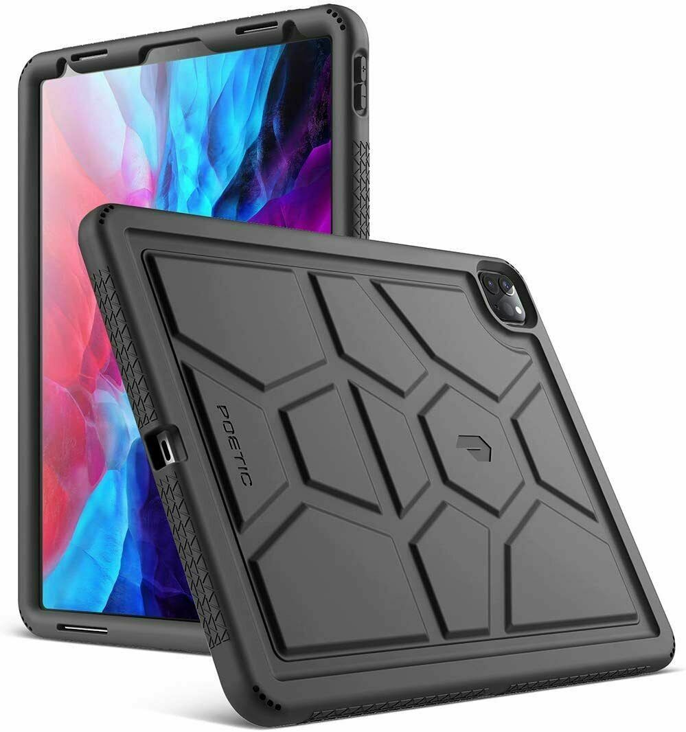 For iPad Pro 12.9 (2020/2018) Tablet Case Poetic Soft Silicone Cover Black