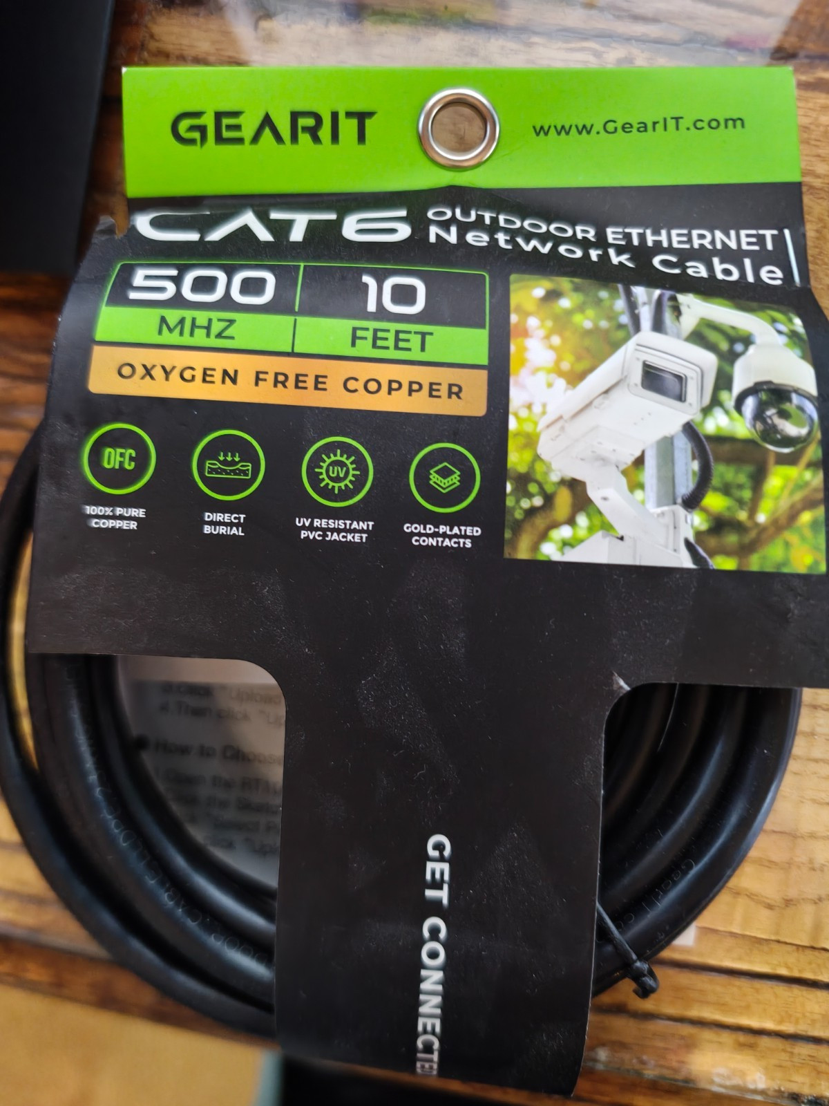 Cat6 Outdoor Ethernet Cable (10ft) 23AWG Pure Copper, FTP, LLDPE, Waterproof