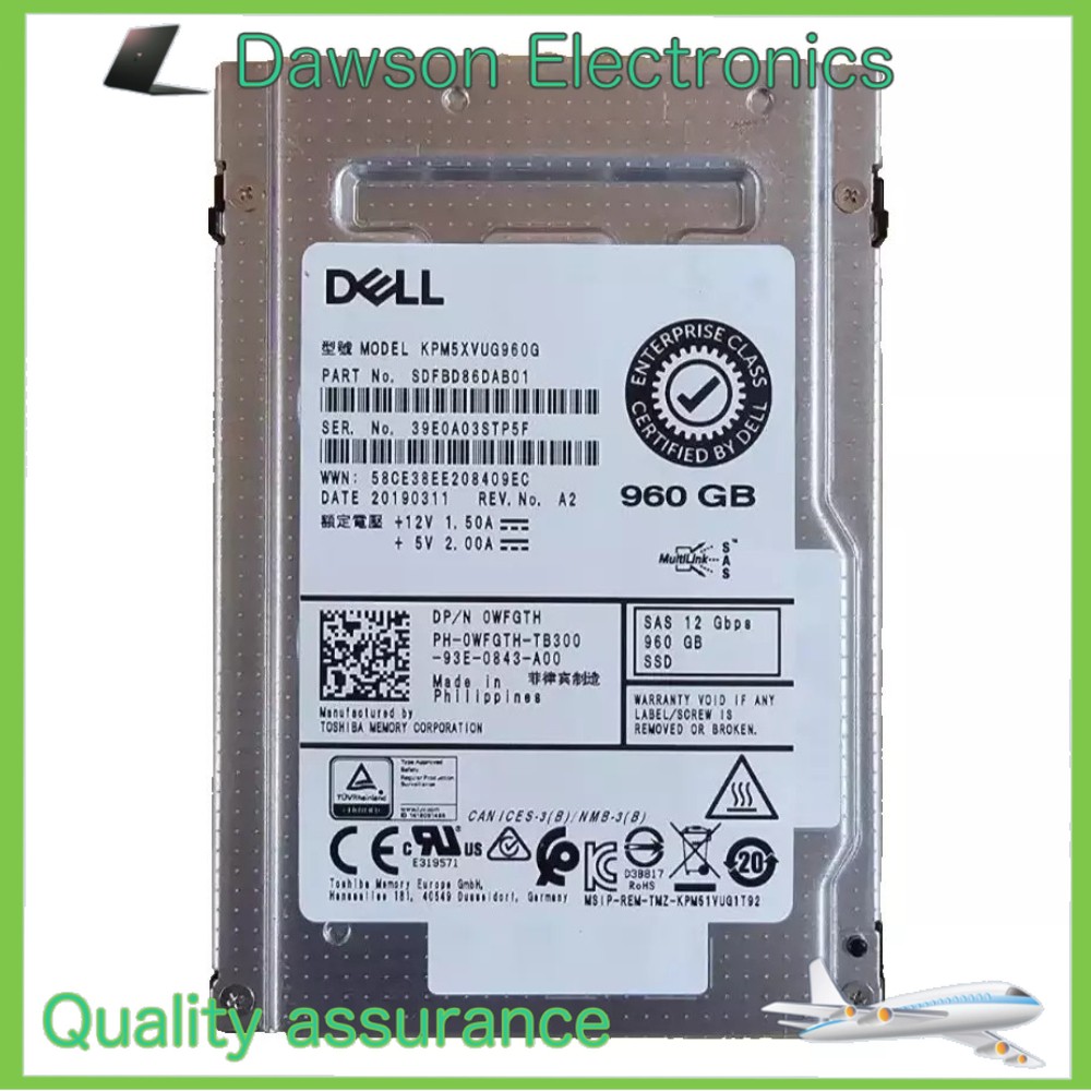 NEW 0WFGTH WFGTH DELL KPM5XVUG960G 960GB 2.5" SAS 12G MU SSD Solid State Drive
