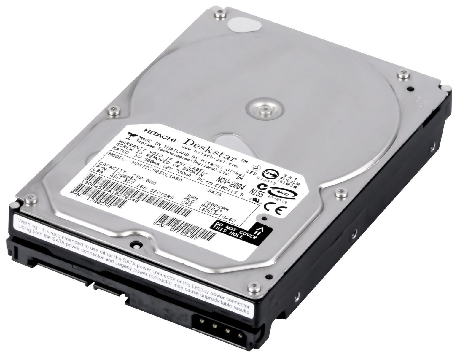 HARD DRIVE HITACHI DeskStar 7K250 HDS722525VLSA80 250GB 7.2K 8MB SATA 3.5''