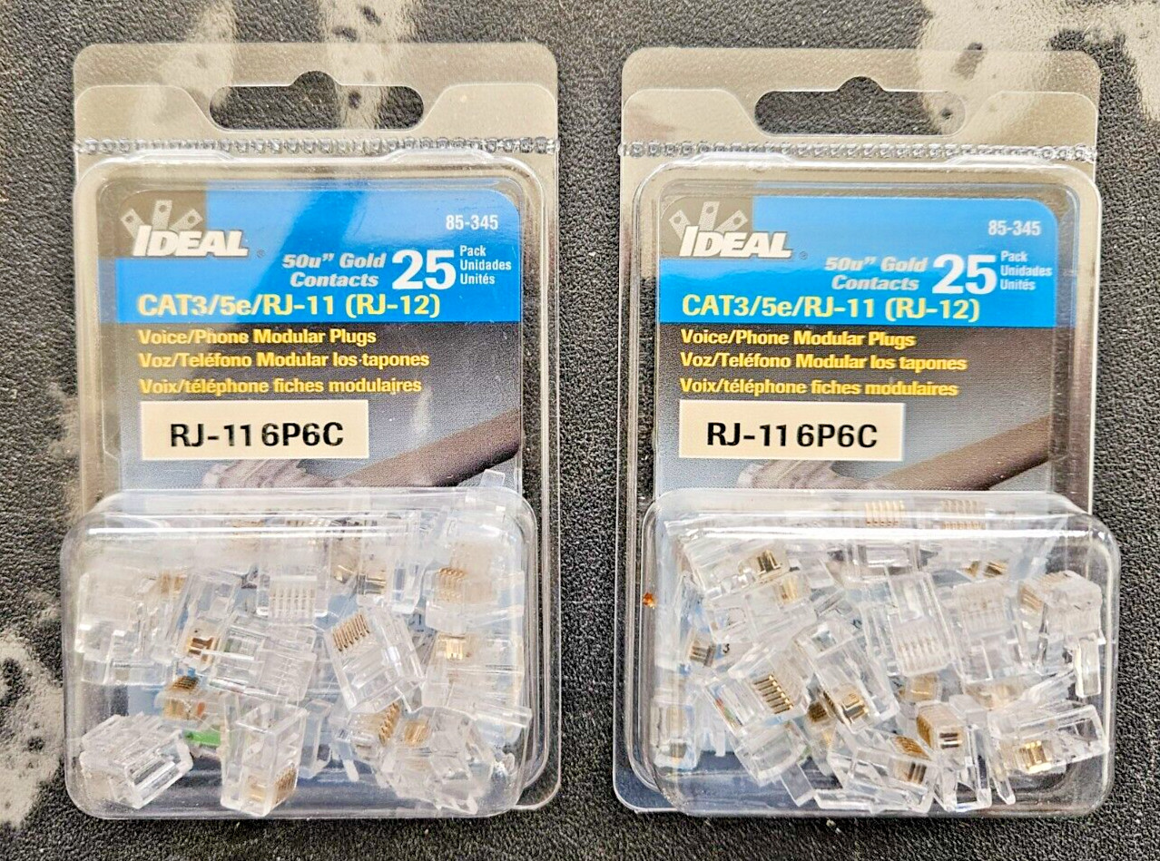 IDEAL 25 -Pack Phone cable RJ11 Modular plug 2 Pack
