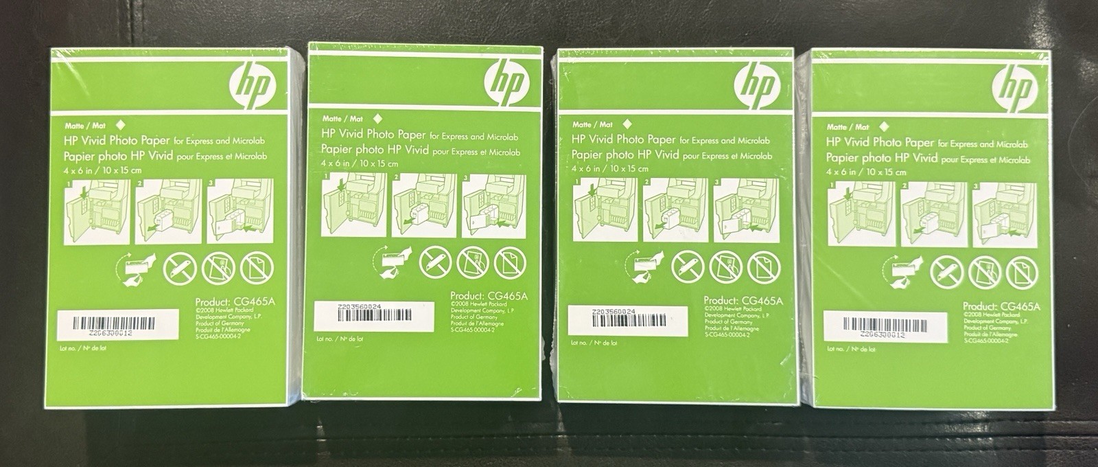 4-Pack * HP CG465A 4" x 6" Matte White Vivid Photo Inkjet Printer Paper
