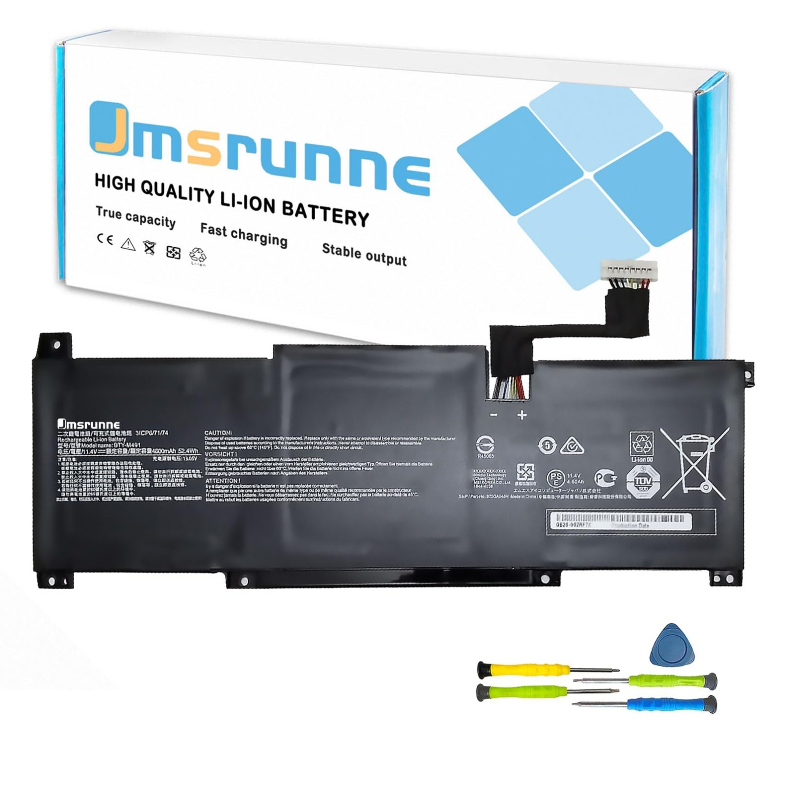 Laptop Battery Replacement for MSI Modern 15 A10M A11M Summit B15 - 8 Wire Conne