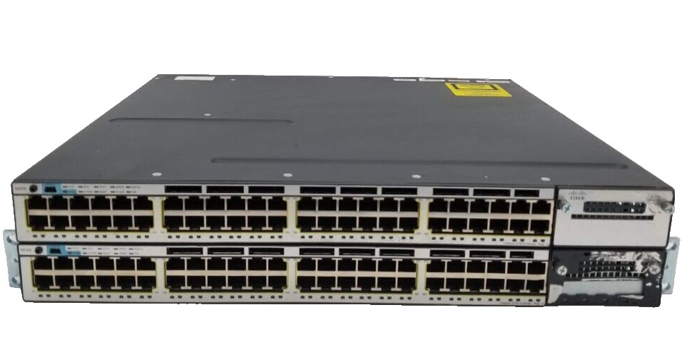 LOT OF 2 Cisco Catalyst 3750X PoE WS-C3750X-48P-S V01/ 1x  02