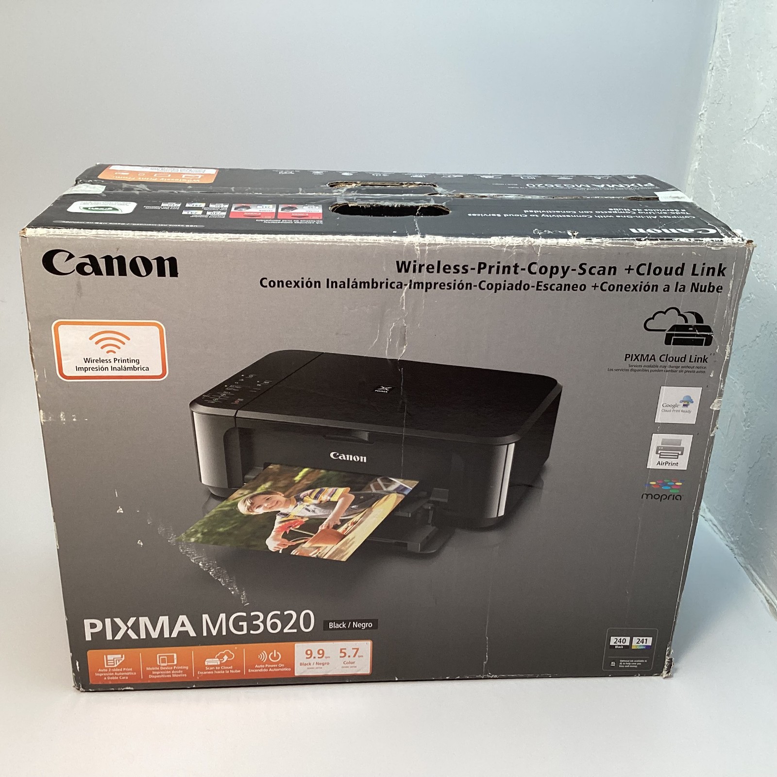 Canon PIXMA MG3620 Wireless All-in-One Inkjet Printer Black Open Box w/ 2 Inks