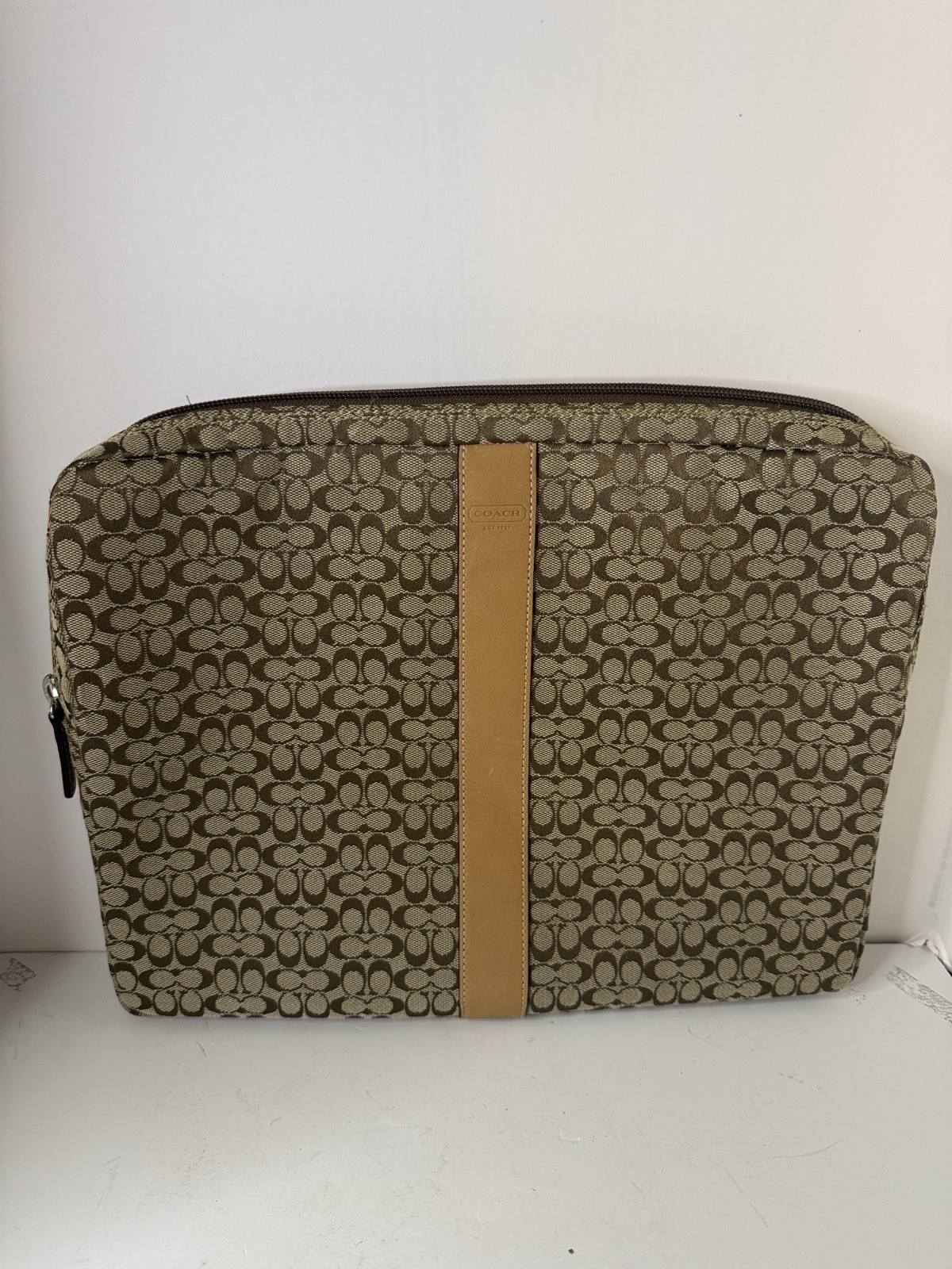 Vintage Coach Laptop case Signature C Jacquard (C13d) Khaki brown  EUC