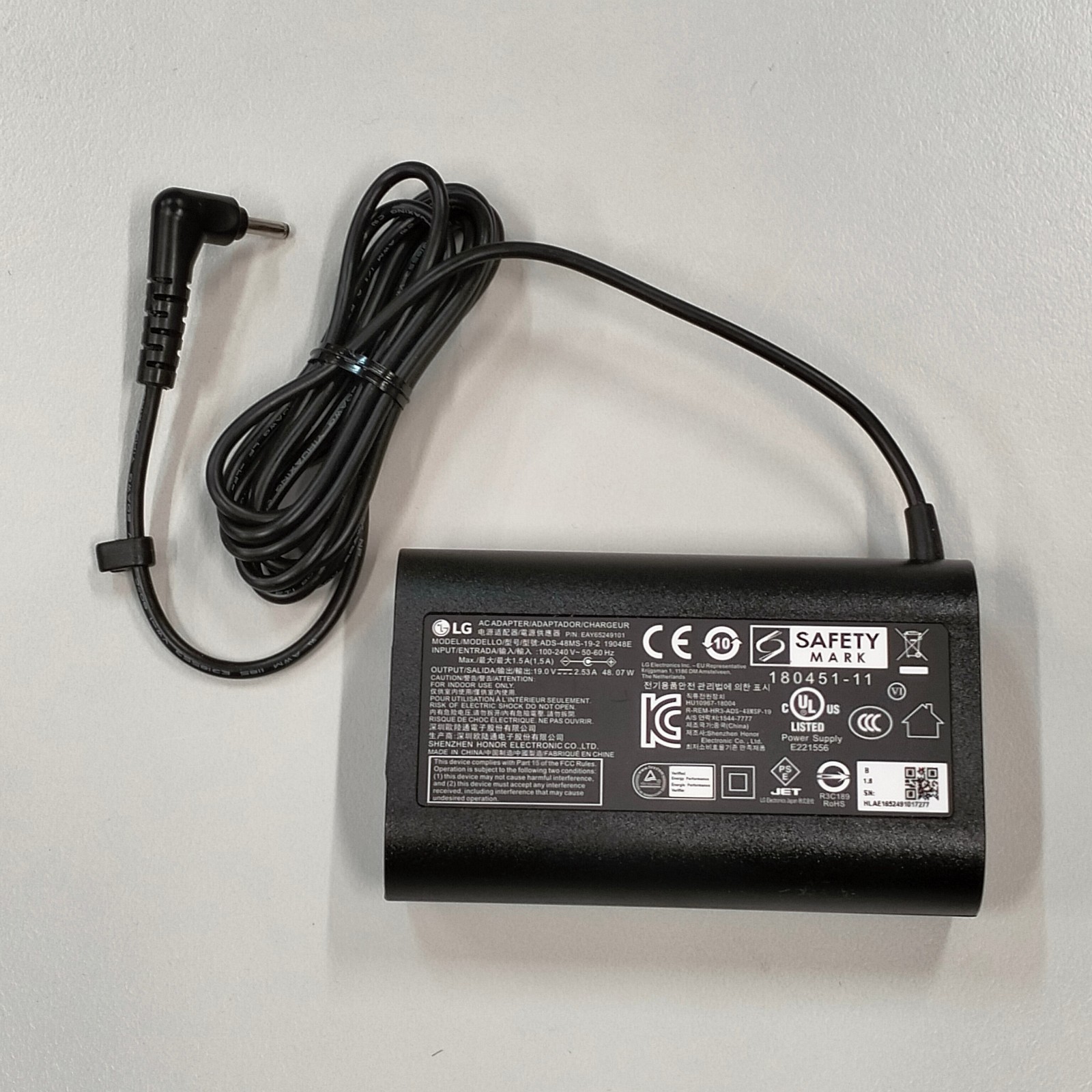OEM LG 19V 2.53A 48.07W ADS-48MS-19-2 19048E EAY65249101 Power Supply Adapter