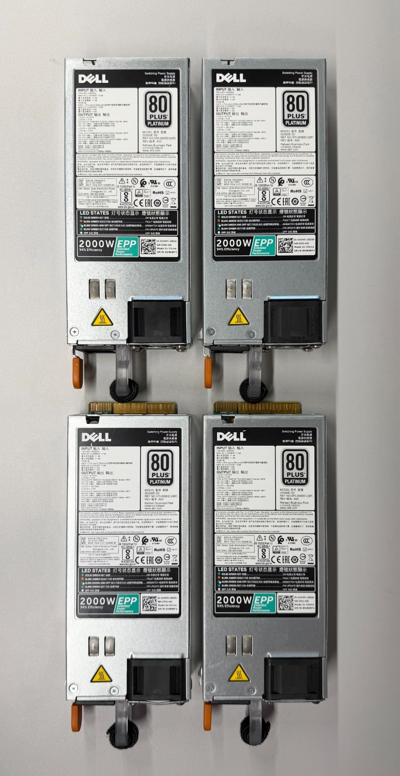 LOT OF 4x VWWF1 DELL POWEREDGE 2000W 80+ PLATINUM POWER SUPPLY R640 R740 R840