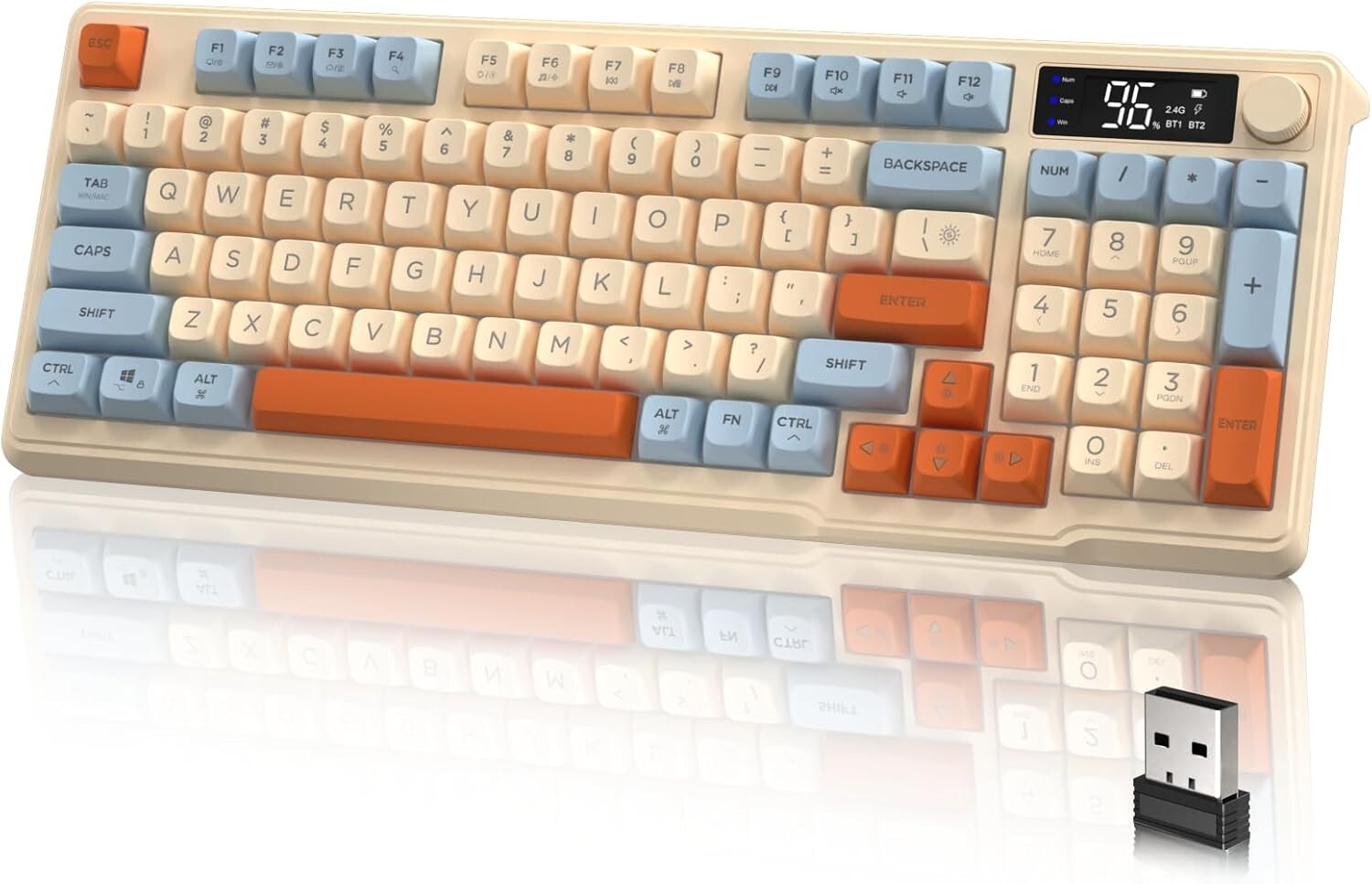 M96 PBT Wireless Membrane Gaming Keyboard Scient Keys with Knob Rainbow Backlit