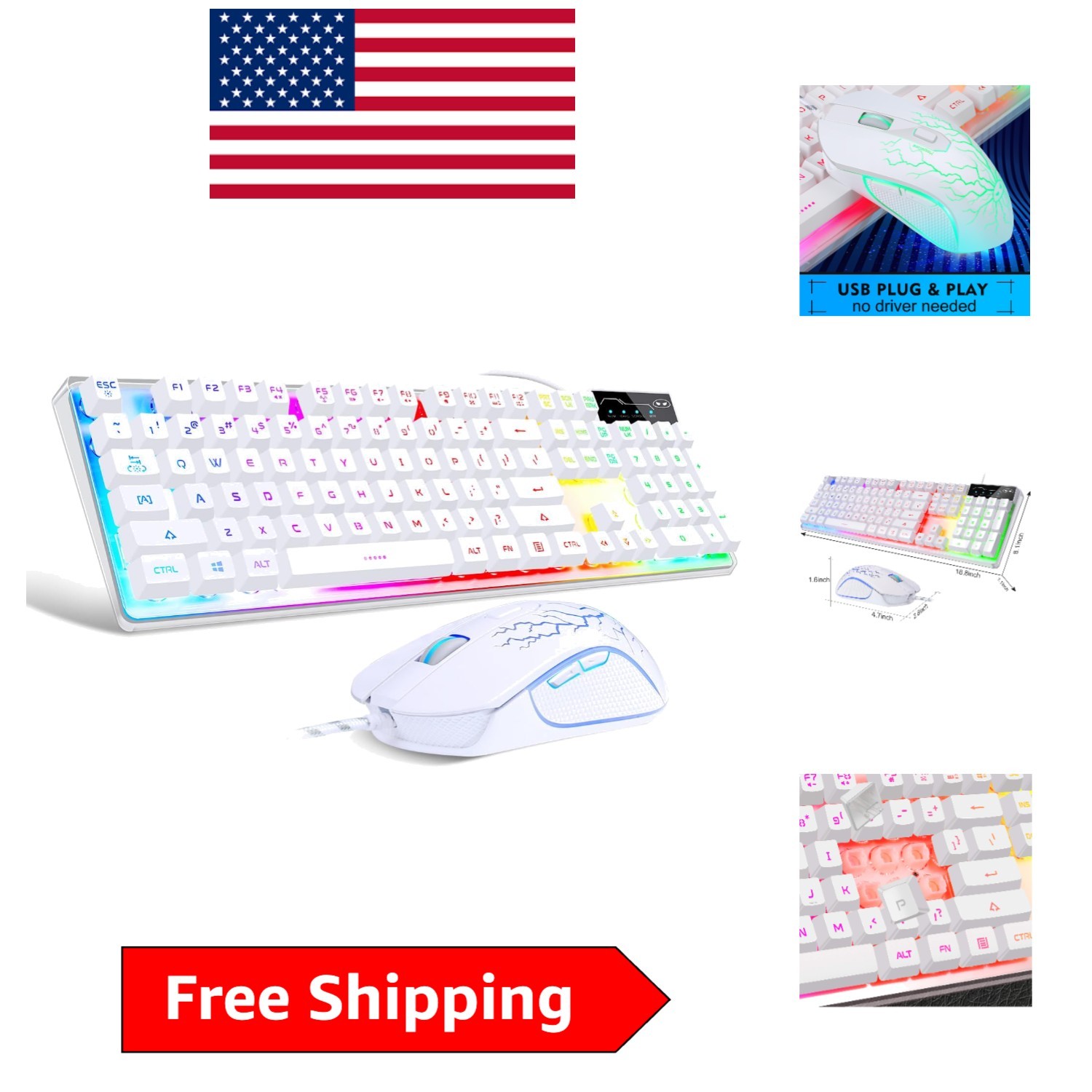 K1 RGB Backlit Keyboard and Mouse Set - Ideal for Gamers & Professionals