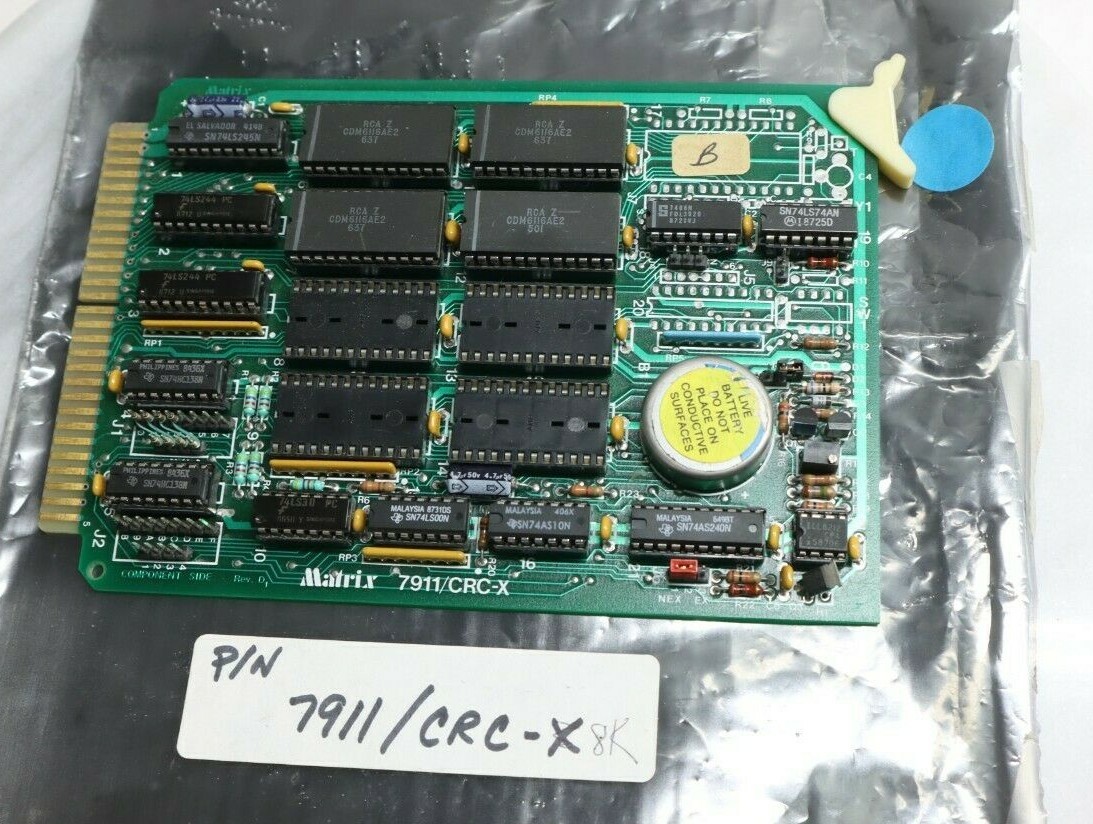 Nice Used Vintage Matrix 7911 / CRC-X STD Bus Real-Time Clock Card CRC-16-RTC 8K