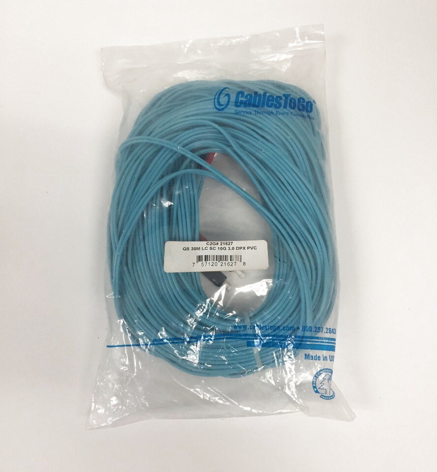 Cables to Go 10 GB LC/SC Duplex 50/125 Multimode Fiber Patch Cable (30M, Aqua)