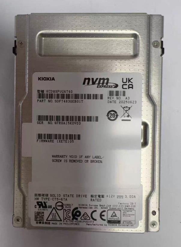 New Kioxia KCD8XPUG6T40 CD8-P 6.4TB U.2 PCI Express 5.0 x4 (NVMe) SSD