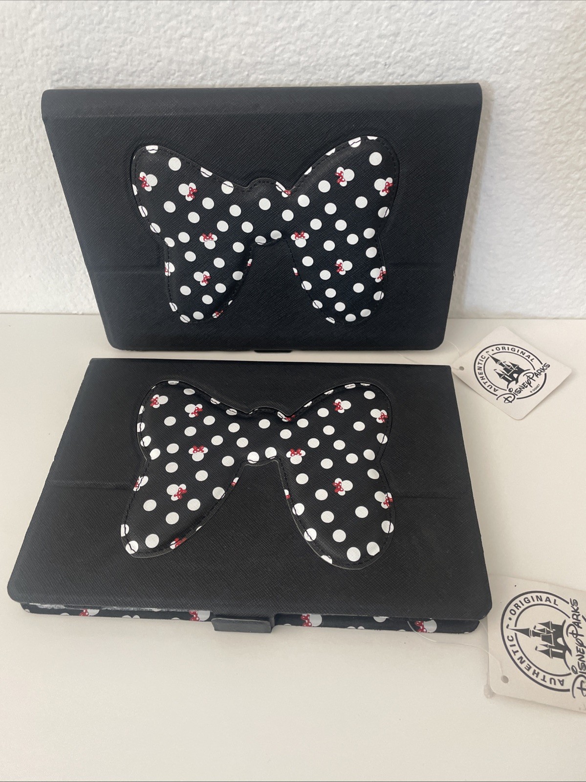 Two Disney Parks Black Polka Dot Minnie bow iPad/Kindle 7” Table Cases 7x5x.5