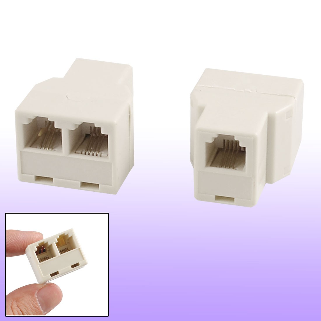 2pcs 2 Way RJ11 6P4C 1 to 2 Female Telephone Line Splitter Landline Connector