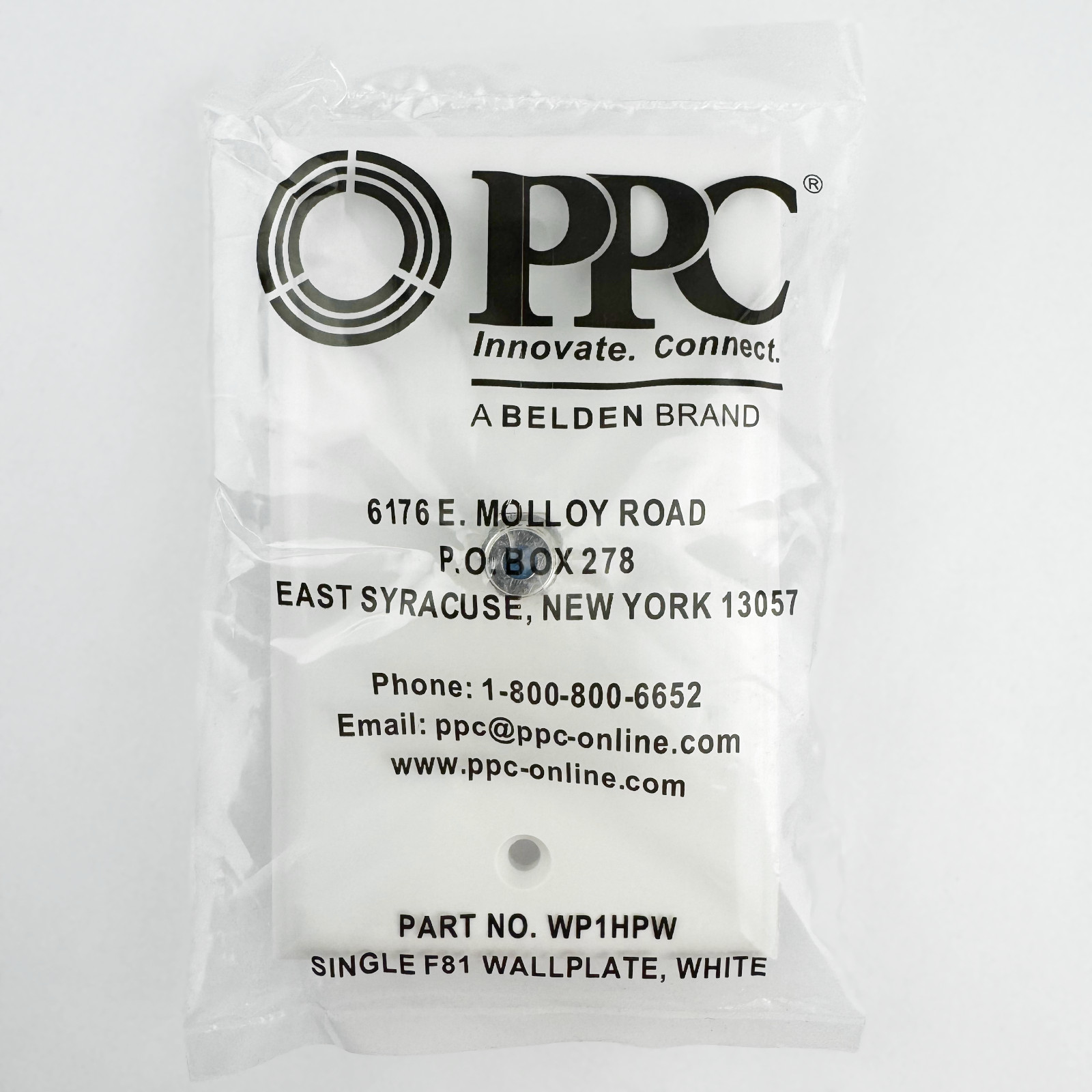 PPC Belden Single F81 Wall Plate Coax Cable TV White/Ivory