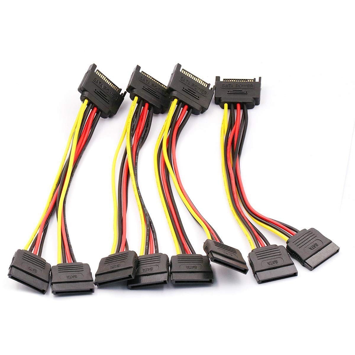4pcs SATA Power Splitter Cable,15 Pin Male to 15 Pin Dual Female Power Cable ...