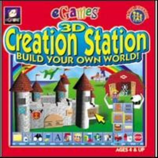3D Creation Station PC CD kids build scenes from shapes blocks creative game
