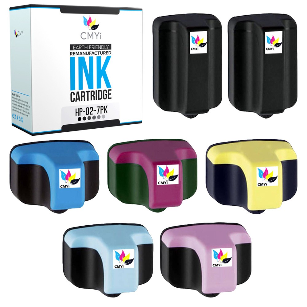 CMYi 7PK Replacement HP 02 Printer Cartridges for PhotoSmart C7200 C7250 C7275