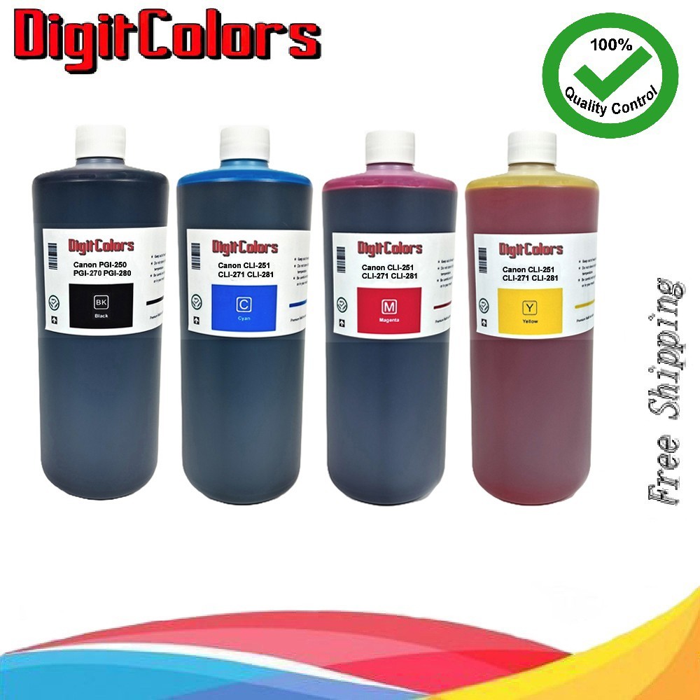 A set of Refill Ink bottles For Canon PGI-250 CLI-251 PGI-280 CLI-281 4X1000ml