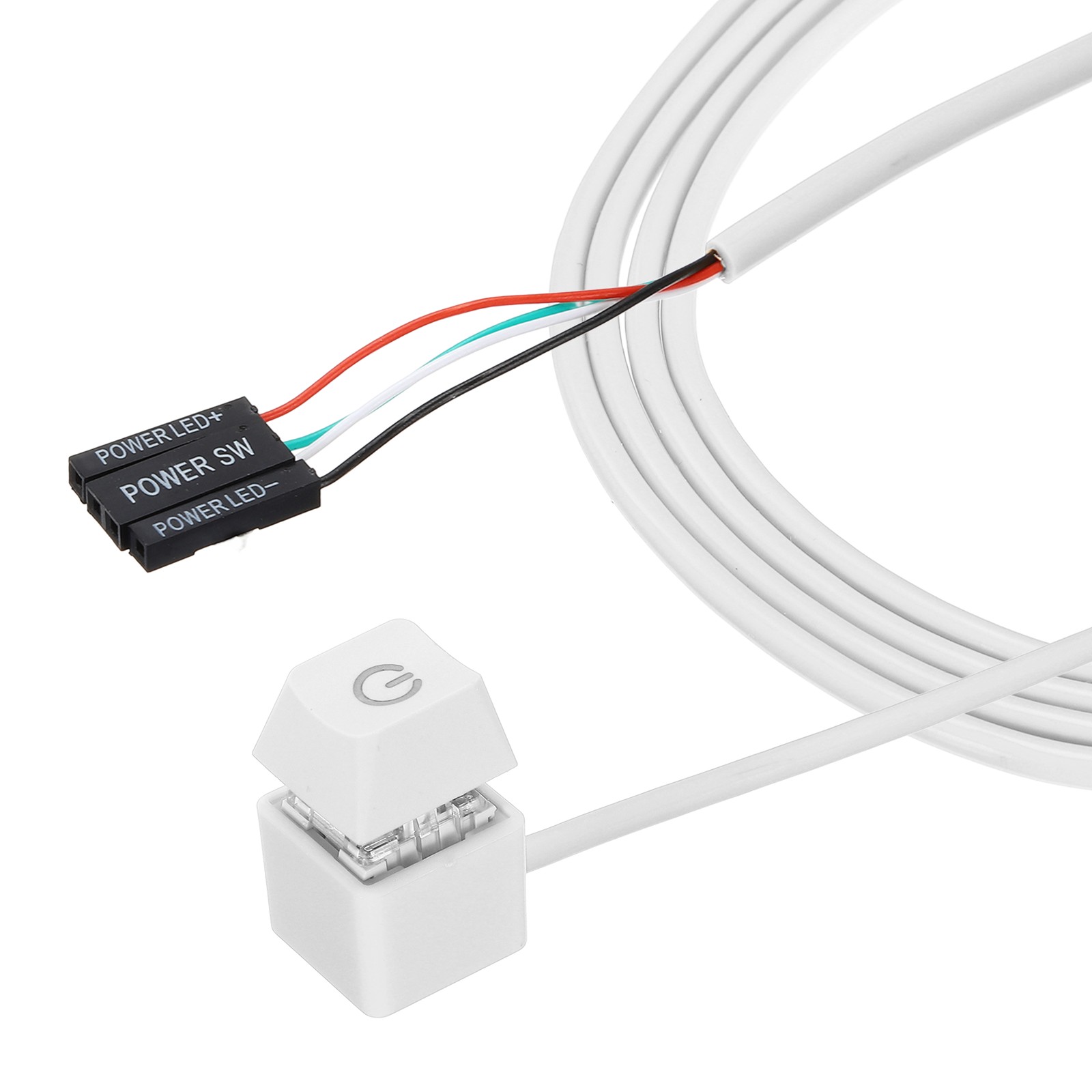 2 Pcs PC Power Button Extention with 70" Cable External Power Switch, White
