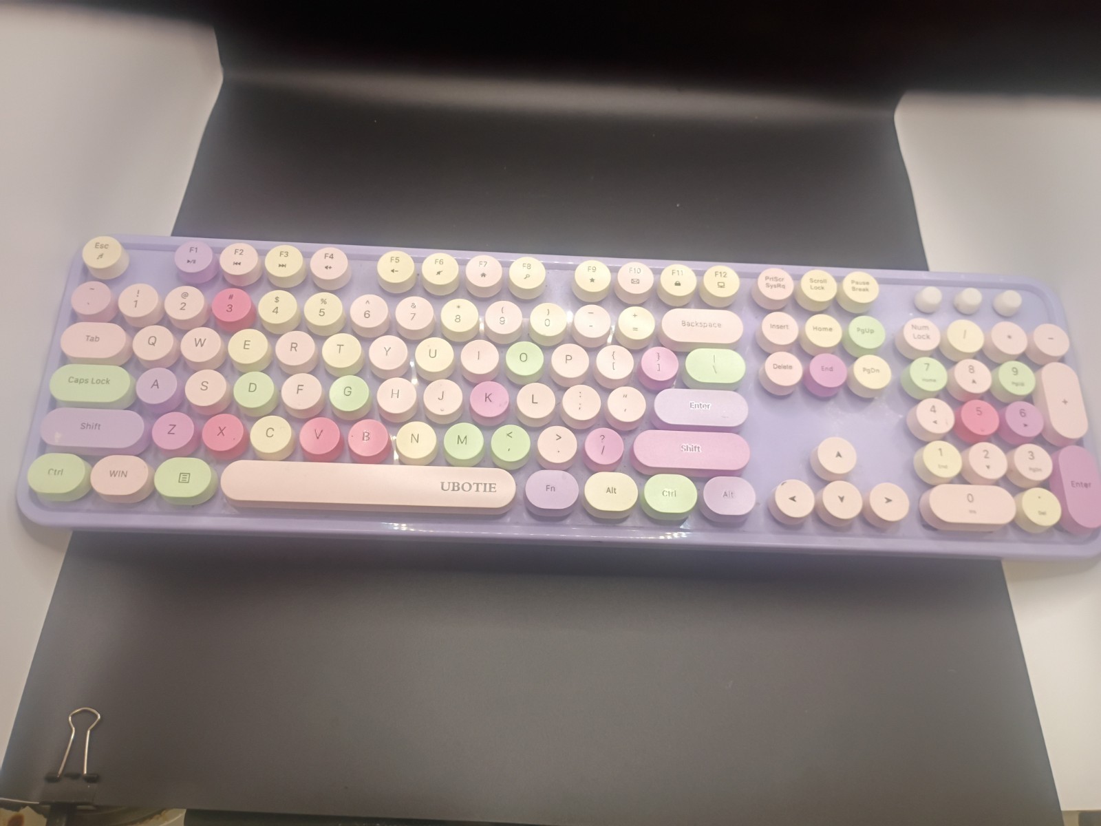 UBOTIE Colorful Purple Computer Wireless Keyboard No Mouse PRE-OWNED Works