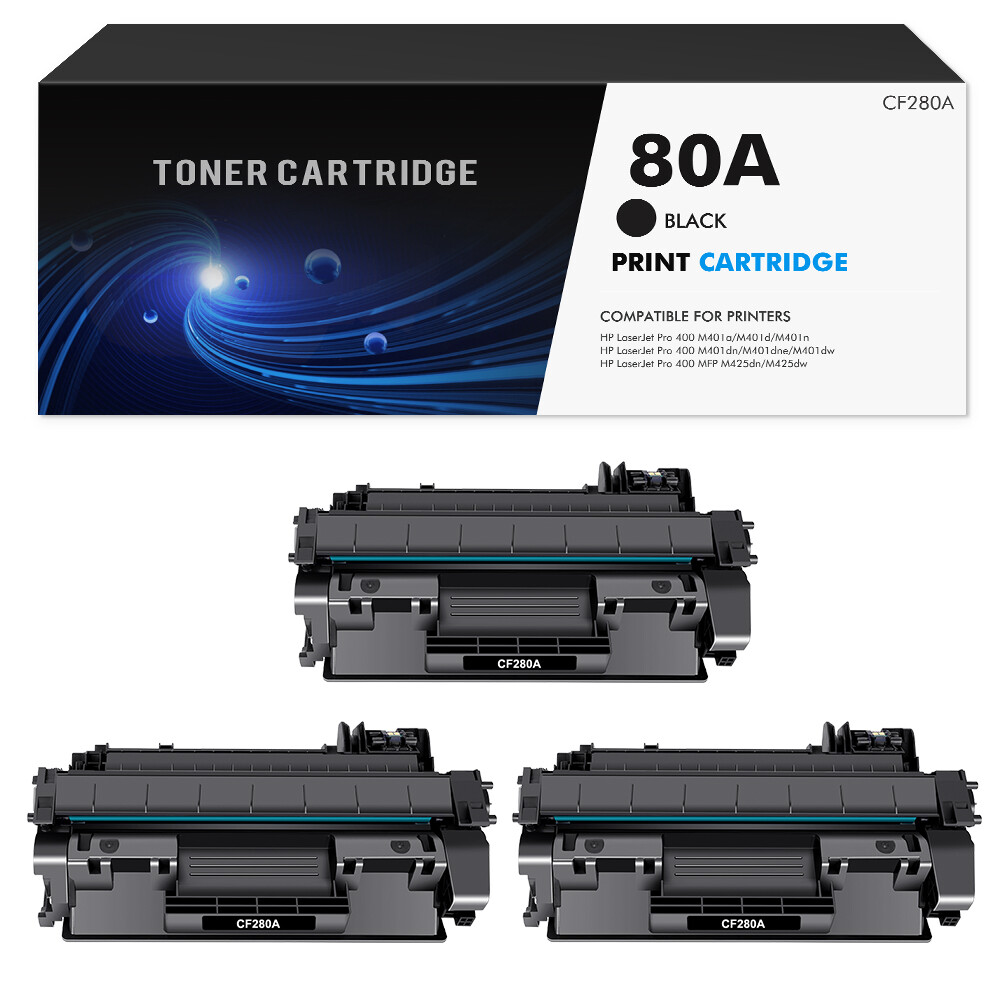 3x CF280A Toner Compatible With HP 80A LaserJet Pro 400 M401n M401dn MFP M425dn