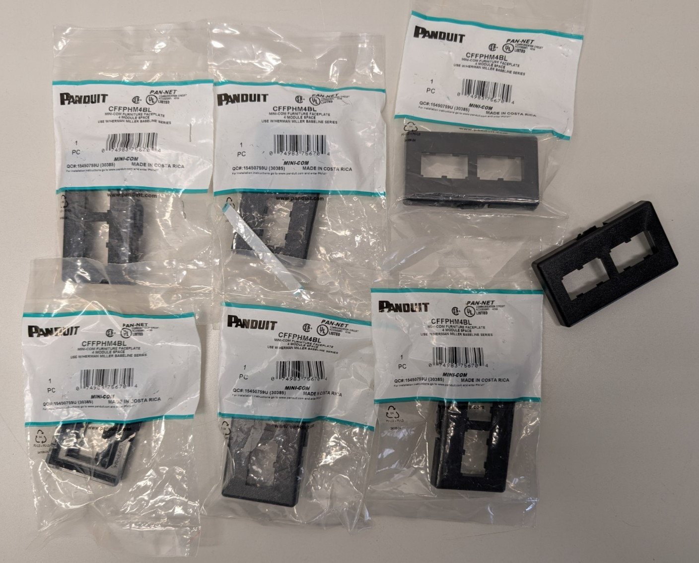 Panduit CFFPHM4BL Snap-On 4-Port Modular Furniture Faceplate LOT OF 7
