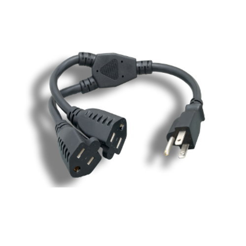 1ft,3ft,6ft Y Splitter AC Power Cord Extension 5-15p/2x 5-15R 14AWG /16AWG SJT
