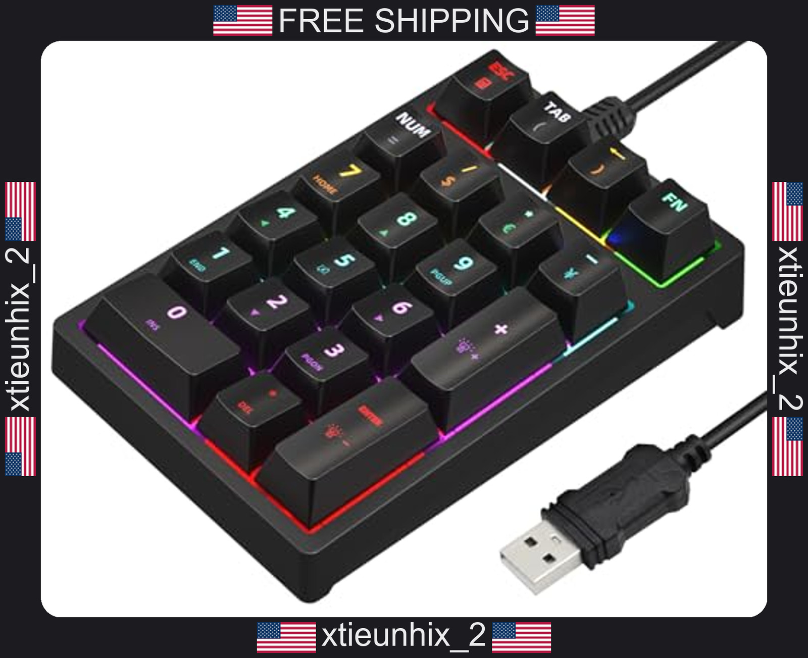 Mechanical Numeric Keypad 21-Key USB Wired for Laptop Desktop PC