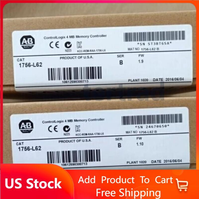 2Pcs Allen Bradley 1756-L62 ControlLogix Logix5562 Processor 4MB FW 1.10 NEW vip