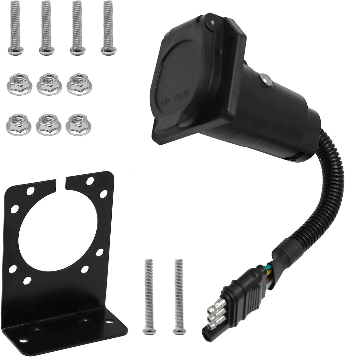 4 Pin to 7 Pin Adapter Trailer Light Adapter 4-Way Flat Truck to 7-Way Blade Tra