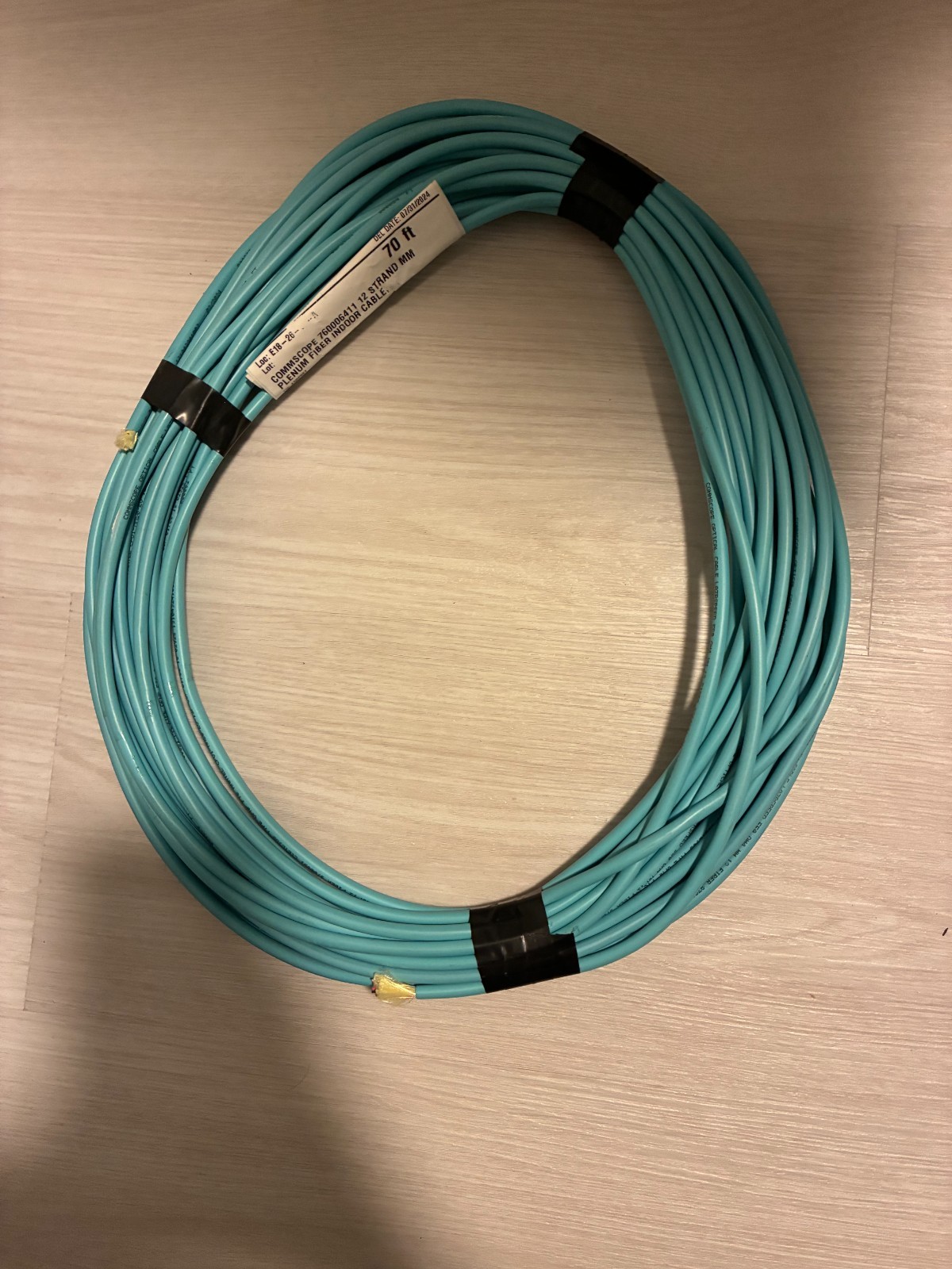 commscope 12 strand  multi mode plenum fiber indoor cable 70 ft