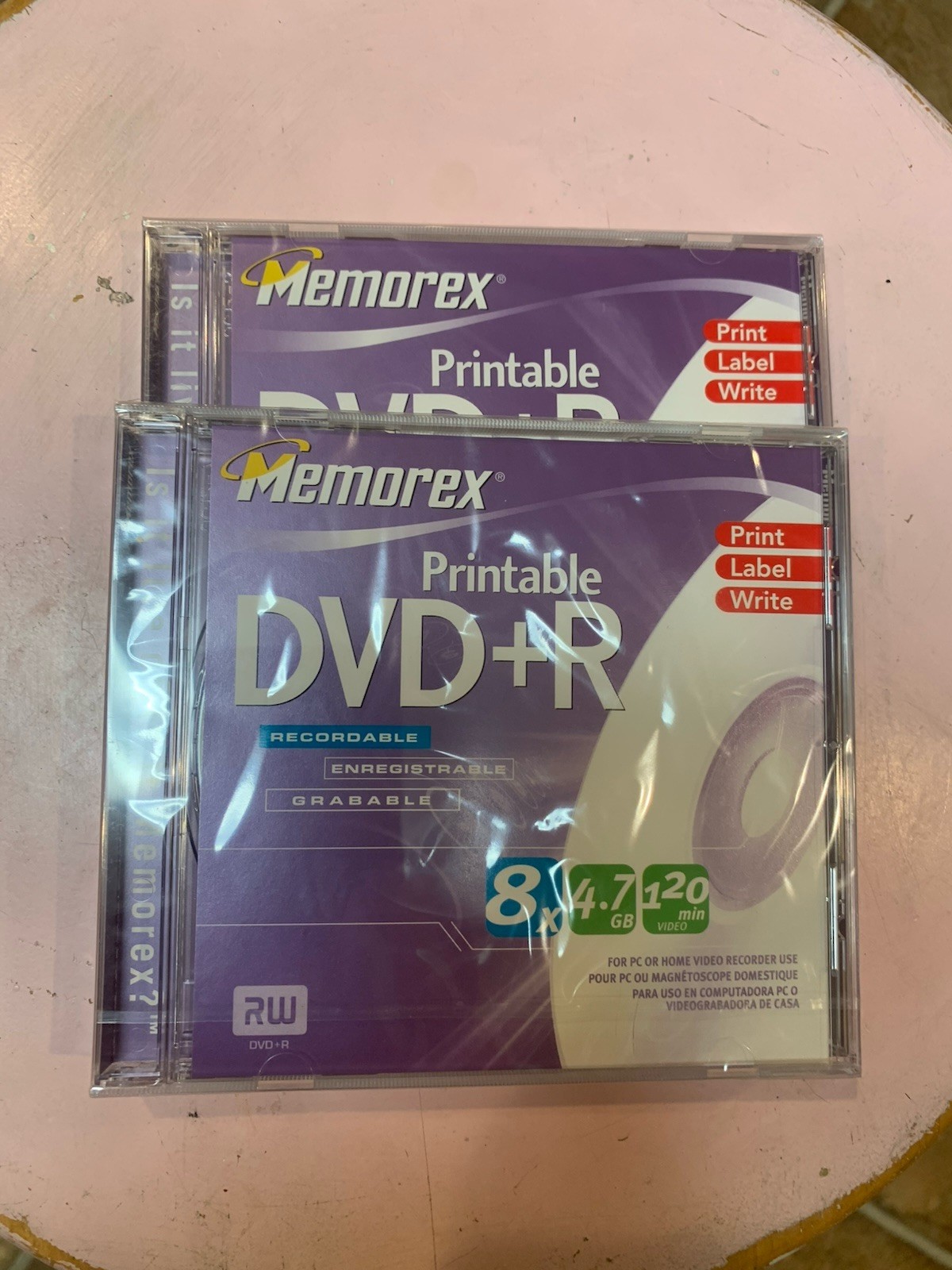Memorex Printable DVD+R 4.7GB 120min Lot of 2