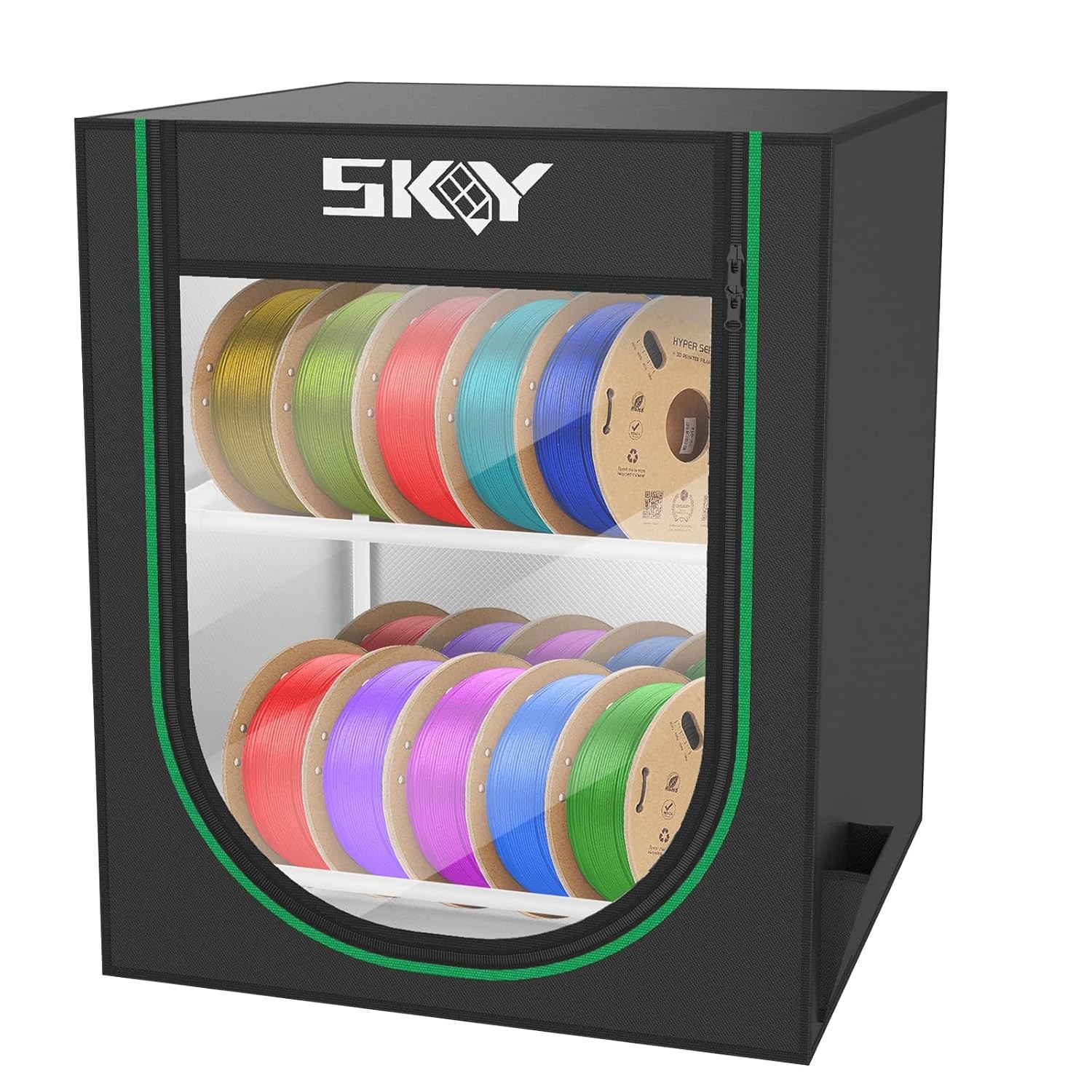 Skouphy 3D Printer Filament Storage Box - 2 Tiers Metal Filament Storage Rack wi