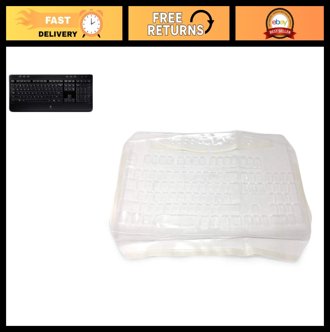 Latex-Free Keyboard Cover for Logitech K-520, Y-R0012 - Protects from Spills & D