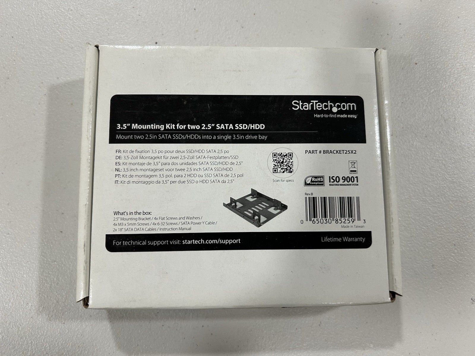 StarTech.com BRACKET25X2 Dual 2.5” to 3.5" Hard Drive Bay Mounting Bracket - 2.5