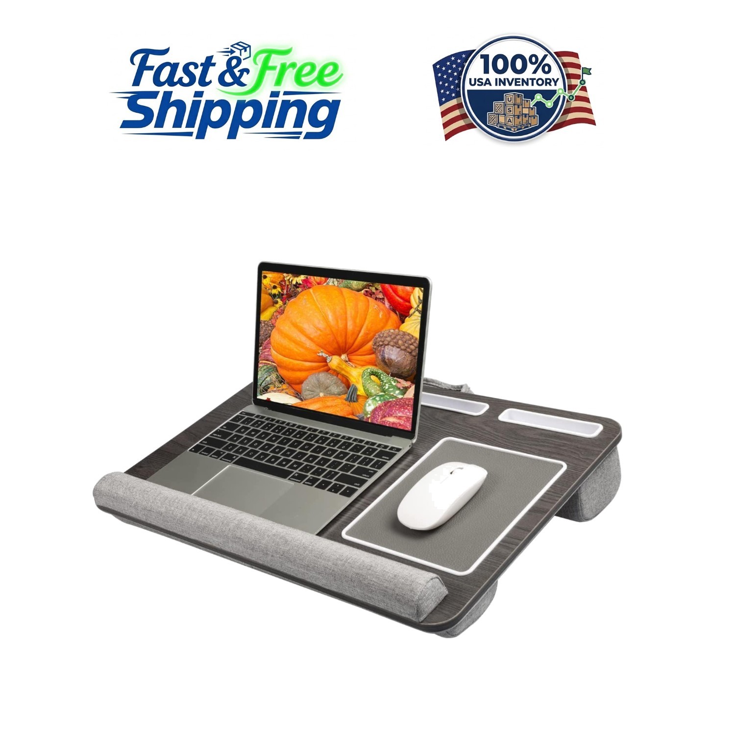 Versatile Lap Desk with Cushions, Mouse Pad, and Device Holders - Travel Ready